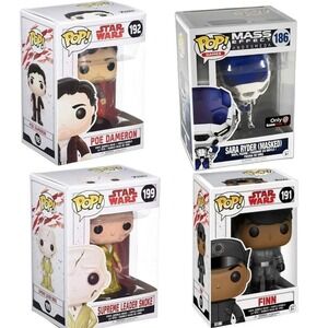 Funko Pop‎ Star Wars Last Jedi Mass Effect Lot 5 Poe Finn Snoke Sara Ryder MIB